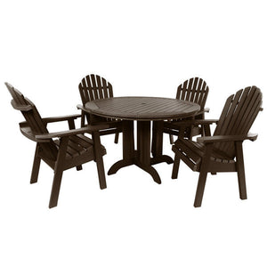 The Sequoia Professional Commercial Grade 5 Pc Muskoka Adirondack Dining Set with 48” Table