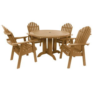 The Sequoia Professional Commercial Grade 5 Pc Muskoka Adirondack Dining Set with 48” Table