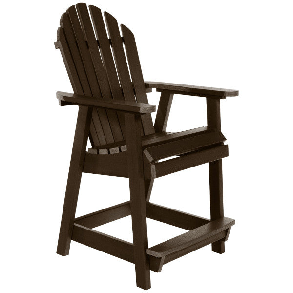 The Sequoia Professional Commercial Grade Muskoka Adirondack Deck Dining Chair in Counter Height Weathered Acorn