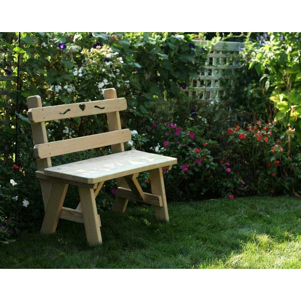 Treated Pine 40&quot; Bench w/ Hearts Outdoor Chair