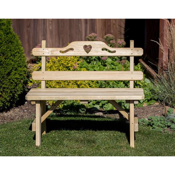 Treated Pine 40&quot; Bench w/ Hearts Outdoor Chair