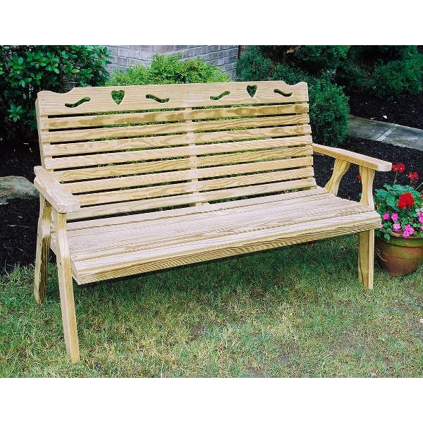 Treated Pine Crossback with Heart Garden Bench