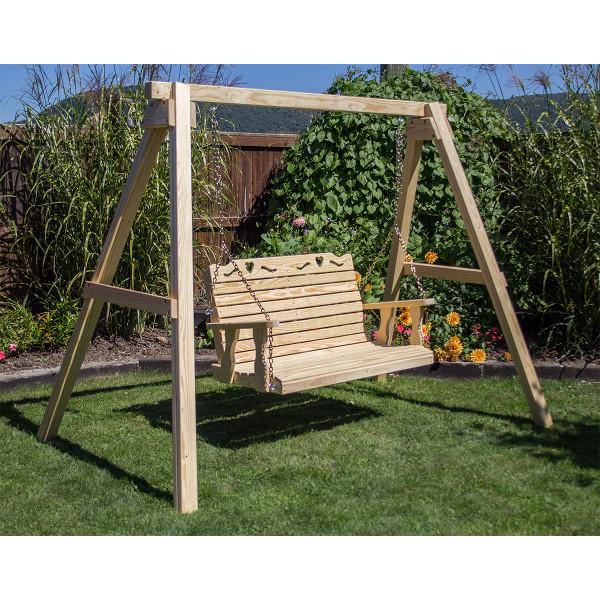 Treated Pine Crossback with Heart Porch Swing Porch Swing