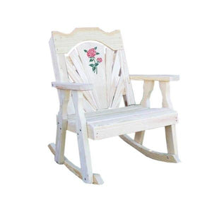 Treated Pine Fanback Rocking Chair w/Rose Design Rocking Chairs