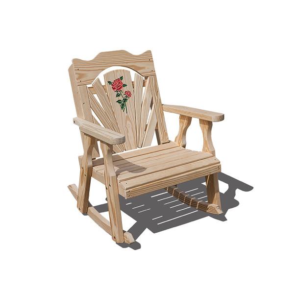 Treated Pine Fanback Rocking Chair w/Rose Design Rocking Chairs