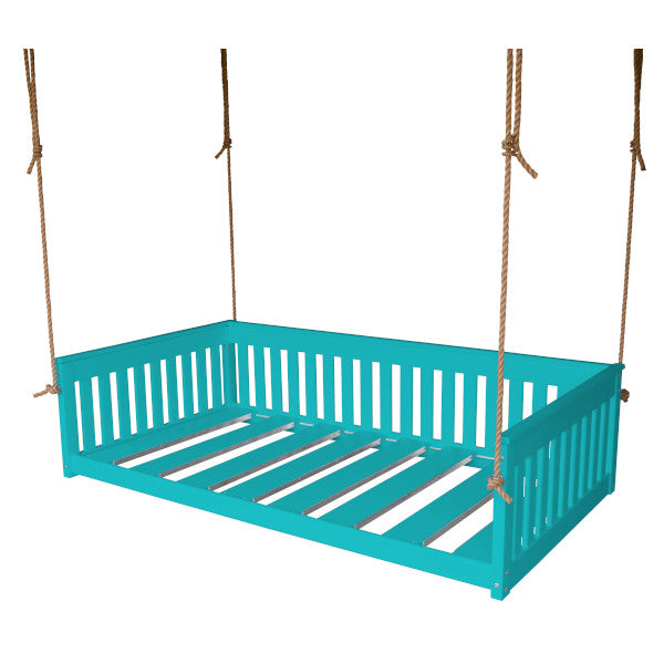 Twin Mission Hanging Daybed with Rope Outdoor Daybed Aruba Blue