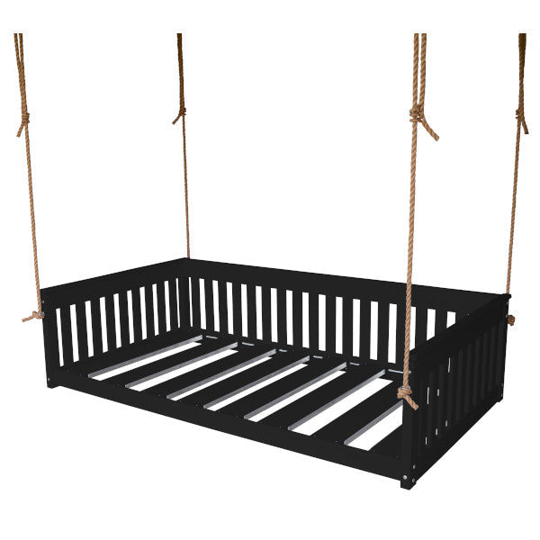 Twin Mission Hanging Daybed with Rope Outdoor Daybed Black