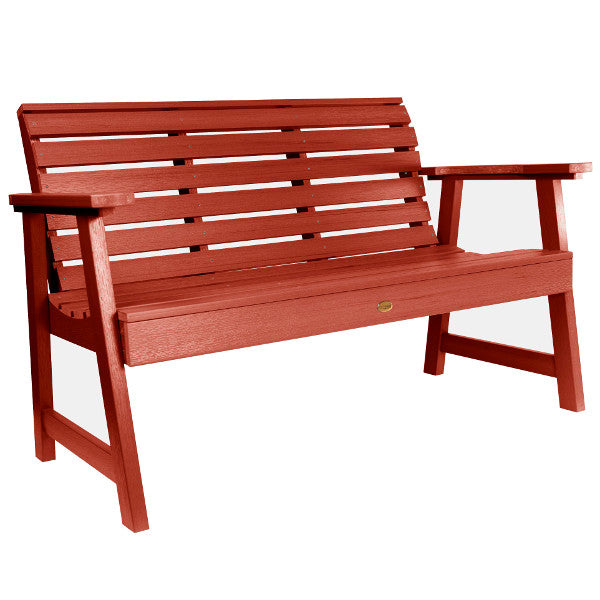 USA Weatherly Synthetic Wood Garden Bench Garden Bench 4ft Wide Bench / Rustic Red