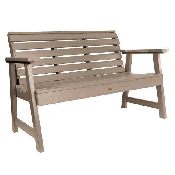 USA Weatherly Synthetic Wood Garden Bench Garden Bench 4ft Wide Bench / Woodland Brown