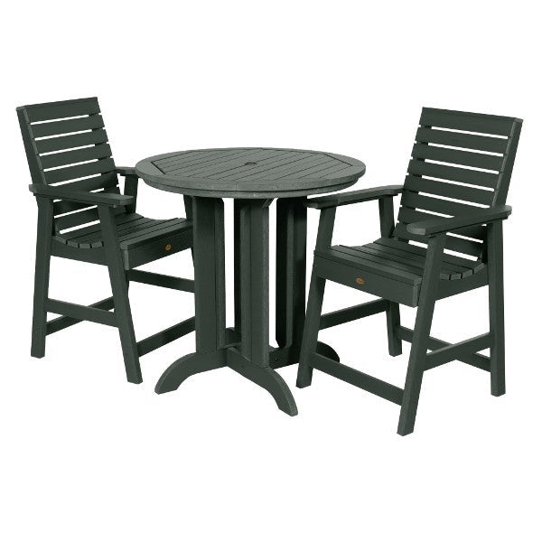 Weatherly 3pc Round Dining Height Table Set Dining Table Charleston Green
