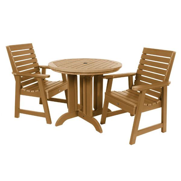 Weatherly 3pc Round Dining Height Table Set Dining Table Toffee
