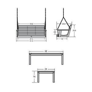 Weatherly 4ft Swing and Coffee Table Swing & Coffee Table