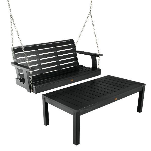 Weatherly 4ft Swing and Coffee Table Swing &amp; Coffee Table Black