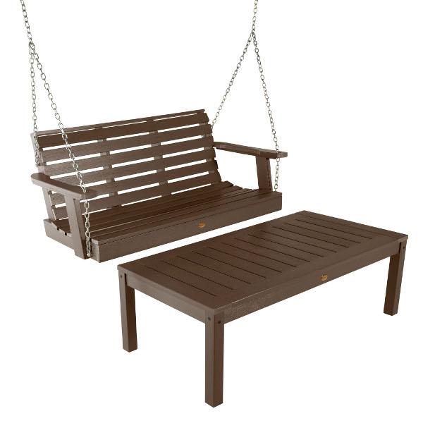 Weatherly 4ft Swing and Coffee Table Swing &amp; Coffee Table Weathered Acorn