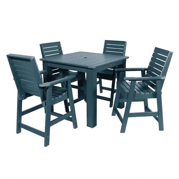 Weatherly 5pc Square Counter Height Outdoor Dining Set Dining Set Nantucket Blue