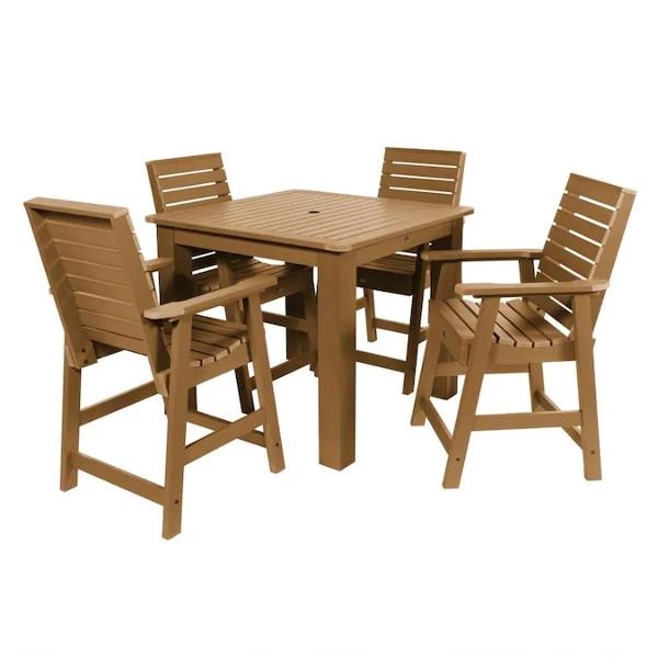 Weatherly 5pc Square Counter Height Outdoor Dining Set Dining Set Toffee