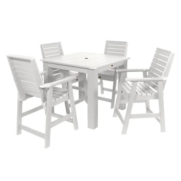 Weatherly 5pc Square Counter Height Outdoor Dining Set Dining Set White