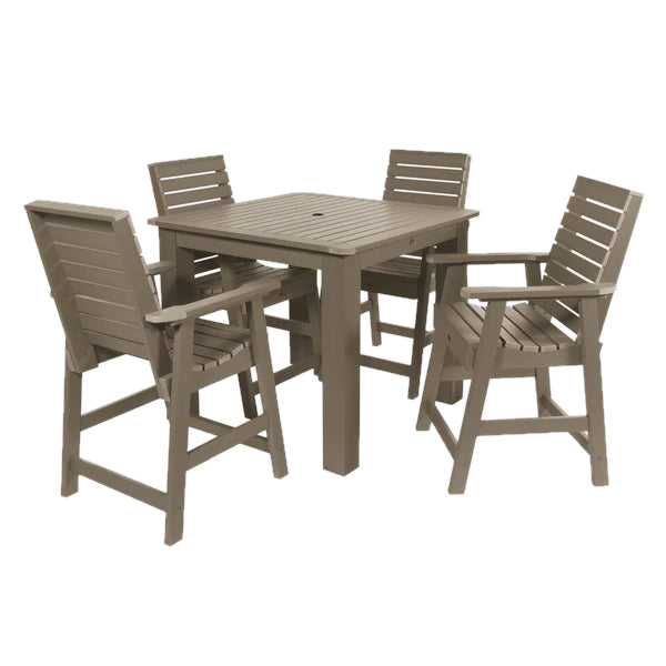 Weatherly 5pc Square Counter Height Outdoor Dining Set Dining Set Woodland Brown