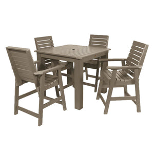Weatherly 5pc Square Counter Height Outdoor Dining Set Dining Set Woodland Brown
