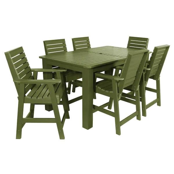 Weatherly 7pc Rectangular Counter Height Outdoor Dining Table and Chair Set Dining Set 72&quot; x 42&quot; / Dried Sage