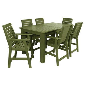 Weatherly 7pc Rectangular Counter Height Outdoor Dining Table and Chair Set Dining Set 72" x 42" / Dried Sage