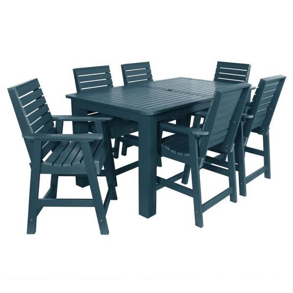 Weatherly 7pc Rectangular Counter Height Outdoor Dining Table and Chair Set Dining Set 72&quot; x 42&quot; / Nantucket Blue