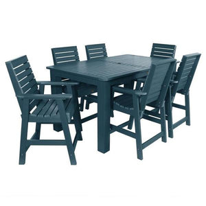 Weatherly 7pc Rectangular Counter Height Outdoor Dining Table and Chair Set Dining Set 72" x 42" / Nantucket Blue
