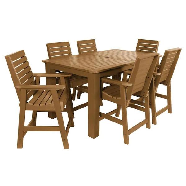 Weatherly 7pc Rectangular Counter Height Outdoor Dining Table and Chair Set Dining Set 72&quot; x 42&quot; / Toffee