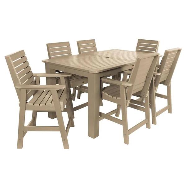 Weatherly 7pc Rectangular Counter Height Outdoor Dining Table and Chair Set Dining Set 72&quot; x 42&quot; / Tuscan Taupe