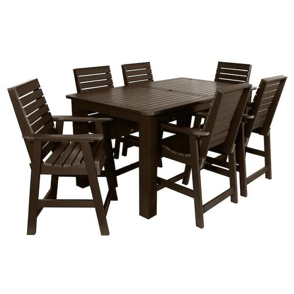 Weatherly 7pc Rectangular Counter Height Outdoor Dining Table and Chair Set Dining Set 72&quot; x 42&quot; / Weathered Acorn