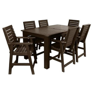 Weatherly 7pc Rectangular Counter Height Outdoor Dining Table and Chair Set Dining Set 72" x 42" / Weathered Acorn