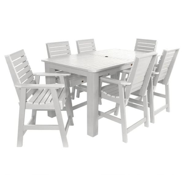 Weatherly 7pc Rectangular Counter Height Outdoor Dining Table and Chair Set Dining Set 72&quot; x 42&quot; / White