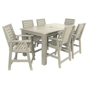 Weatherly 7pc Rectangular Counter Height Outdoor Dining Table and Chair Set Dining Set 72" x 42" / Whitewash