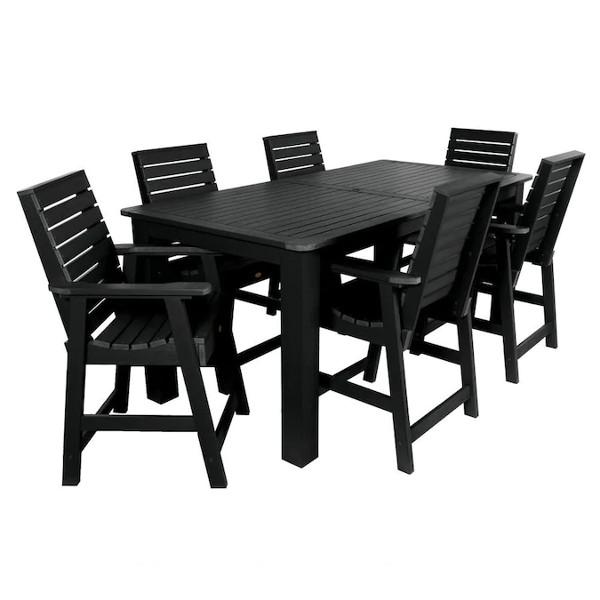 Weatherly 7pc Rectangular Counter Height Outdoor Dining Table and Chair Set Dining Set 84&quot; x 42&quot; / Black