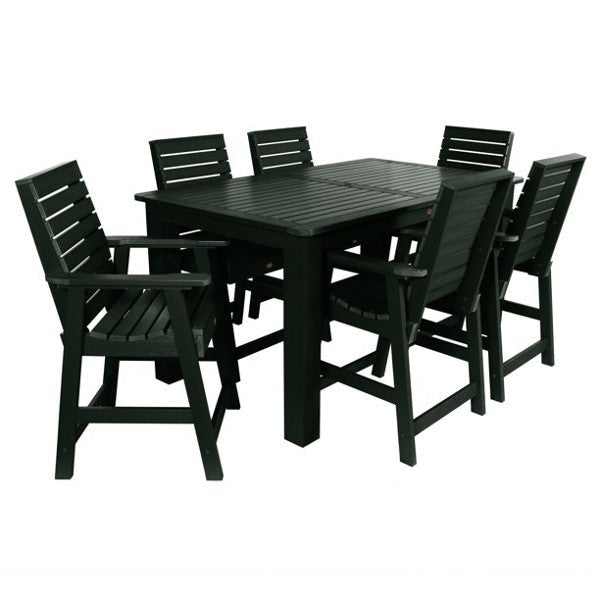 Weatherly 7pc Rectangular Counter Height Outdoor Dining Table and Chair Set Dining Set 84&quot; x 42&quot; Table / Federal Blue