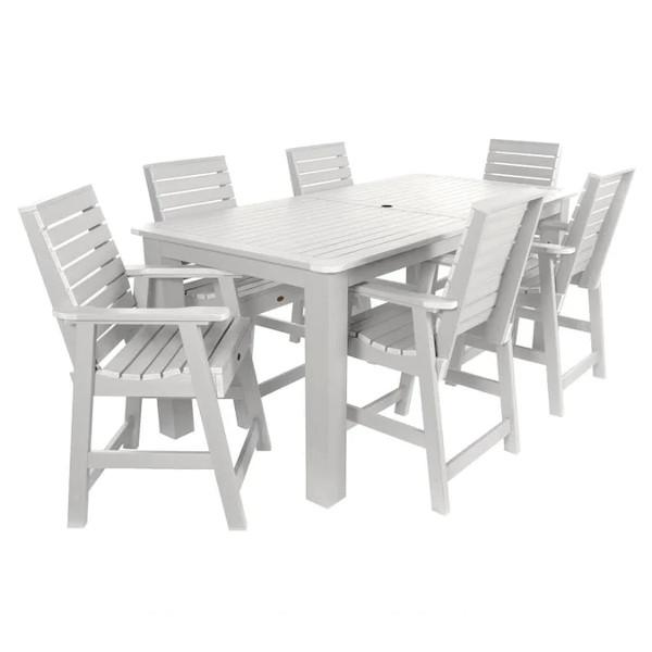 Weatherly 7pc Rectangular Counter Height Outdoor Dining Table and Chair Set Dining Set 84&quot; x 42&quot; / White
