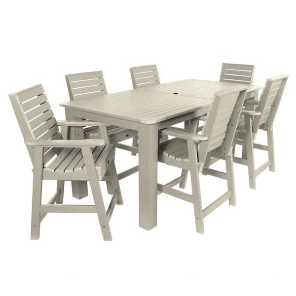 Weatherly 7pc Rectangular Counter Height Outdoor Dining Table and Chair Set Dining Set 84&quot; x 42&quot; / Whitewash