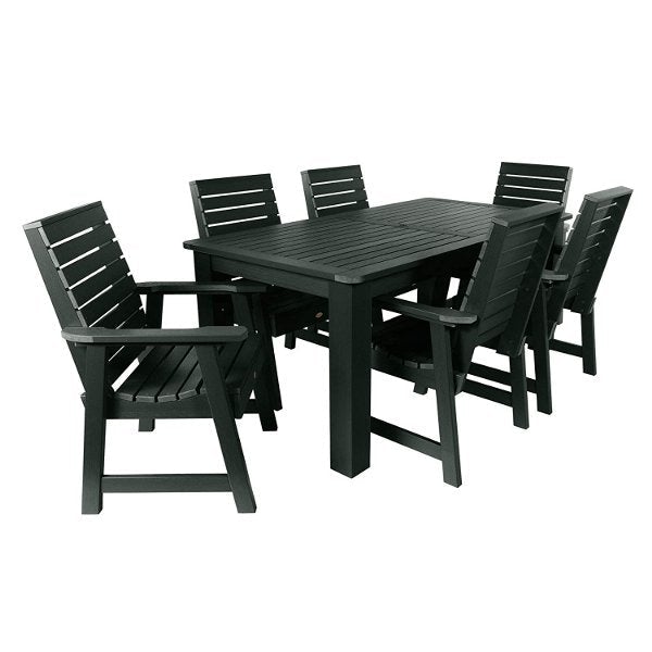 Weatherly 7pc Rectangular Outdoor Dining Set Dining Set 72&quot; x 42&quot; Table / Charleston Green