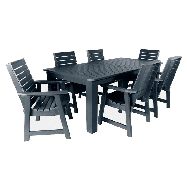 Weatherly 7pc Rectangular Outdoor Dining Set Dining Set 72&quot; x 42&quot; Table / Federal Blue