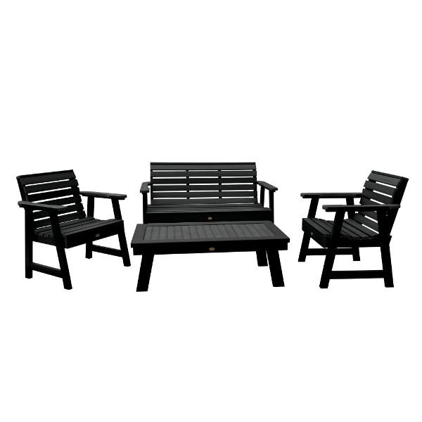 Weatherly Garden Bench and Chairs Conversation Set Conversation Set Black