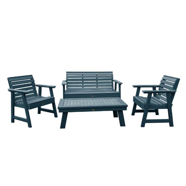 Weatherly Garden Bench and Chairs Conversation Set Conversation Set Nantucket Blue
