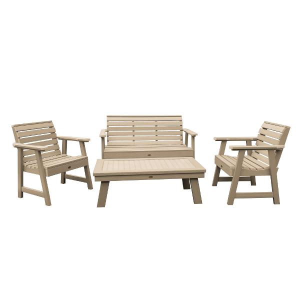 Weatherly Garden Bench and Chairs Conversation Set Conversation Set Tuscan Taupe
