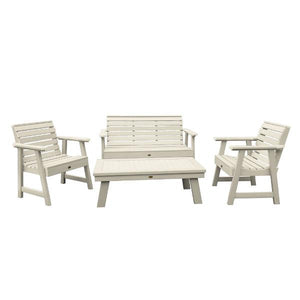 Weatherly Garden Bench and Chairs Conversation Set Conversation Set Whitewash