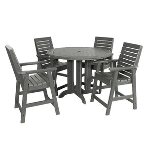 Weatherly Outdoor 5pc Round Counter Dining Set Dining Set Coastal Teak