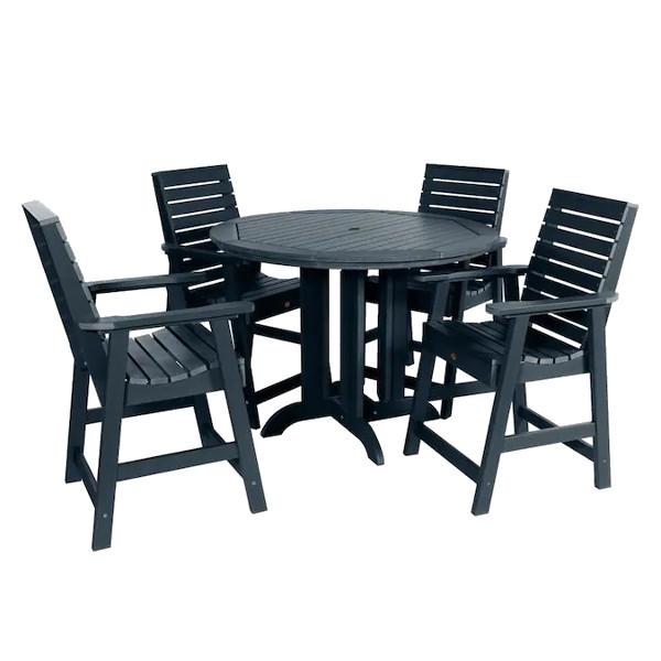 Weatherly Outdoor 5pc Round Counter Dining Set Dining Set Federal Blue