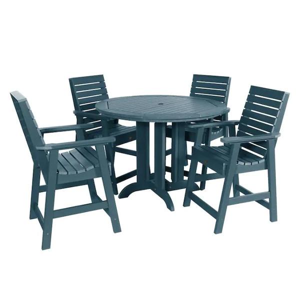 Weatherly Outdoor 5pc Round Counter Dining Set Dining Set Nantucket Blue
