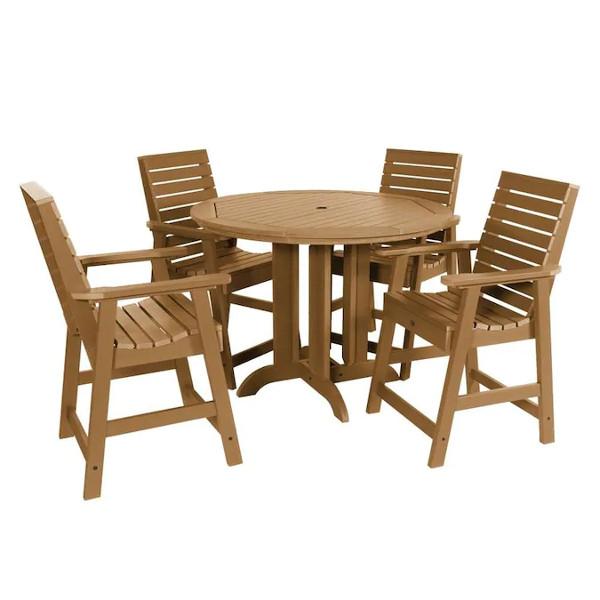 Weatherly Outdoor 5pc Round Counter Dining Set Dining Set Toffee