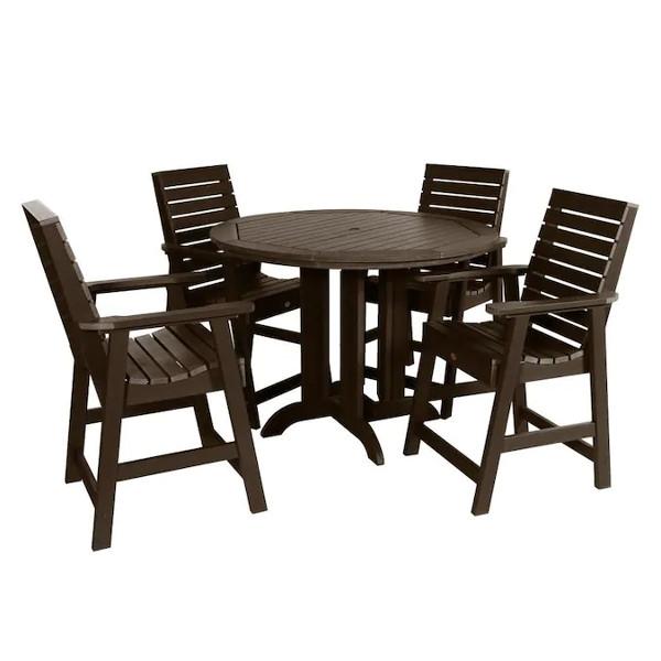 Weatherly Outdoor 5pc Round Counter Dining Set Dining Set Weathered Acorn