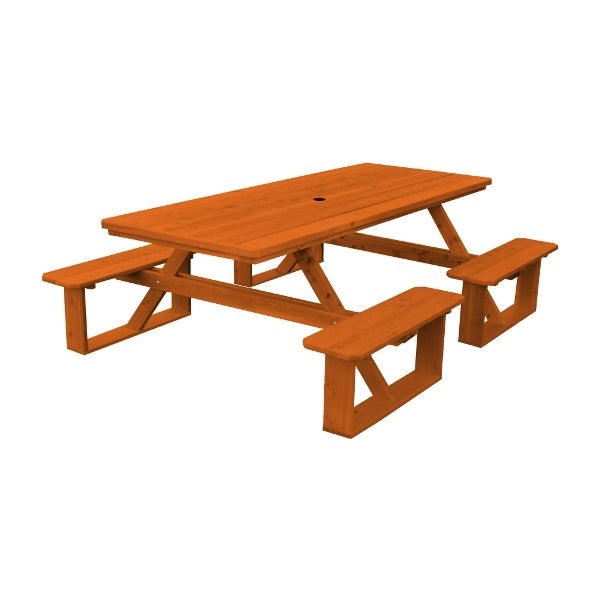 Western Red Cedar 8ft Walk-In Table Picnic Table Cedar Stain / Include Standard Size Umbrella Hole