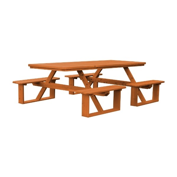 Western Red Cedar 8ft Walk-In Table Picnic Table Cedar Stain / Without Umbrella Hole